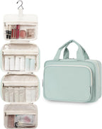 Narwey Travel Toiletry Bag for Women Large Hanging Makeup Bag Organizer Toiletries Bag for Full Size Essentials Accessories Cosmetics (Mint Green (Large))