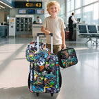 WZLVO Kids Luggage for Boys and Girls, Cute Dinosaur Unicorn Rolling Wheels Suitcase for Toddler Children