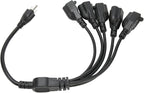 Extension Cord Splitter, 3 Prong 1 to 5 Outlet Splitter, 16AWG 18AWG 5 Way Outdoor Outlet Extender for Computer LED Stage Light