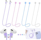 Magnetic Anti-Lost Straps for AirPods,4 Pack Ultra Strong Magnetic AirPods Strap Anti-Lost Neck Rope Cord,Soft Silicone Sports Lanyard Compatible with AirPods 1&2/ Pro /2nd/3rd(Pink+Purple+Blue+White)