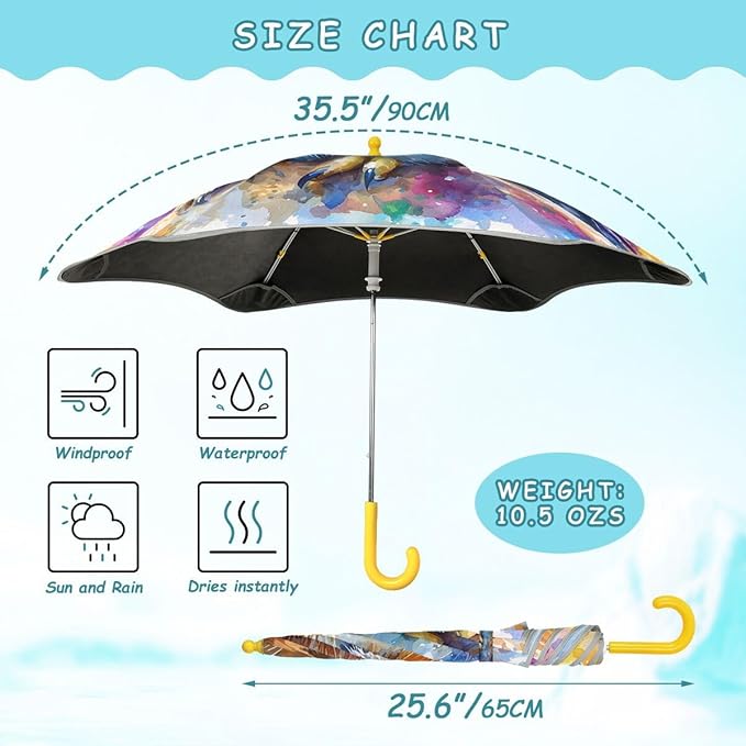 ALAZA Kids Umbrella Stick Umbrellas Cute Umbrella for Boys Girls Toddler UV/Sun Rain Windproof