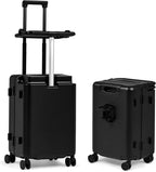 smilesun 20" Adjustable Fence Luggage with Seat, Carry On Suitcase for Kids & Adults, 200lbs Support, 360° Silent Wheels with TSA Lock, Tablet & Cup Holder(Black)