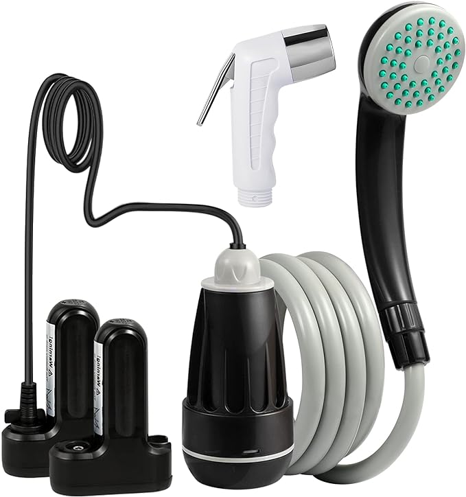 KEDSUM Portable Shower, Portable Camp Shower Pump with Rechargeable Battery, Portable Shower for Camping, Portable Outdoor Shower Head for Camping, Hiking, Traveling(+ Handheld Sprayer)