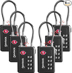 Luggage Locks TSA Approved with Inspection Indicator and Resettable 4-Digit, Easy-to-Read Combination, TSA Locks for Luggage, Suitcases, Backpacks & Travel Bags, Black, 6-Pack