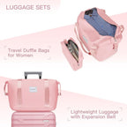 6 Piece Luggage Sets with Bags, Lightweight Expandable Checked Luggage Sets, Hardshell ABS Spinner Wheels Carry on Suitcase with TSA Lock, for Travel, Women Men (Pink, 18/20/24/28inch+2bags)