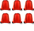 PLULON 6 Pcs Drawstring Bags Bulk Red Drawstring Backpack String Backpack Cinch Sack Sport Gym Backpack Bags for Yoga Traveling Outdoor Sports