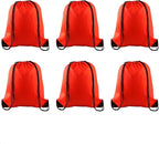 PLULON 6 Pcs Drawstring Bags Bulk Red Drawstring Backpack String Backpack Cinch Sack Sport Gym Backpack Bags for Yoga Traveling Outdoor Sports