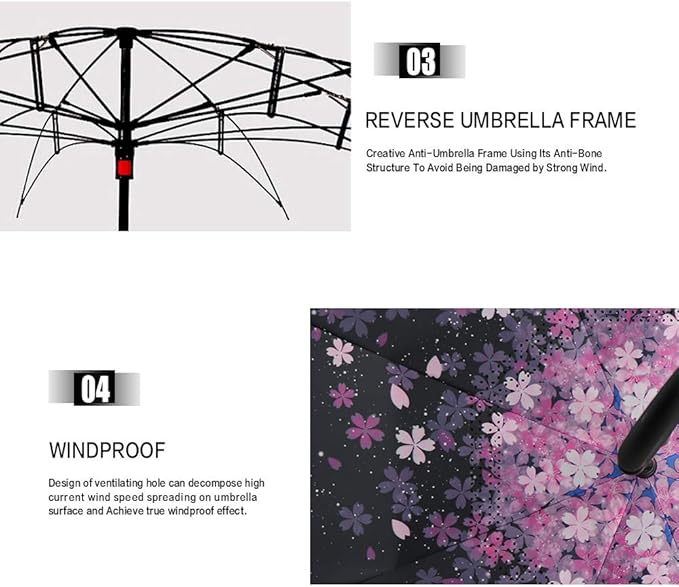 MRTLLOA 40/49/56 Inch Oversize Windproof Inverted Reverse Upside Down Umbrella, Golf Size Rain Umbrella, Double Layer, C-Shaped Handle for Men, Women and Kids