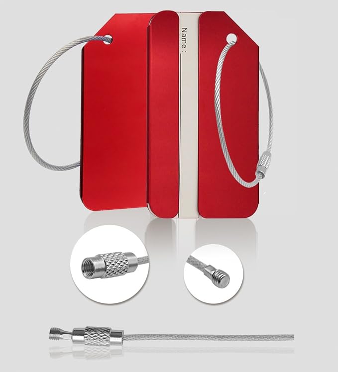 2Pack Red Aluminum Luggage Tag for Luggage Baggage Travel Identifier by Ovener