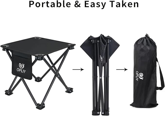 Opliy Camping Stool 2 Pack,13 Inch Portable Folding Stool for Outdoor Gardening and Beach Hiking Fishing,Foot Stool with Carry Bag (Black)