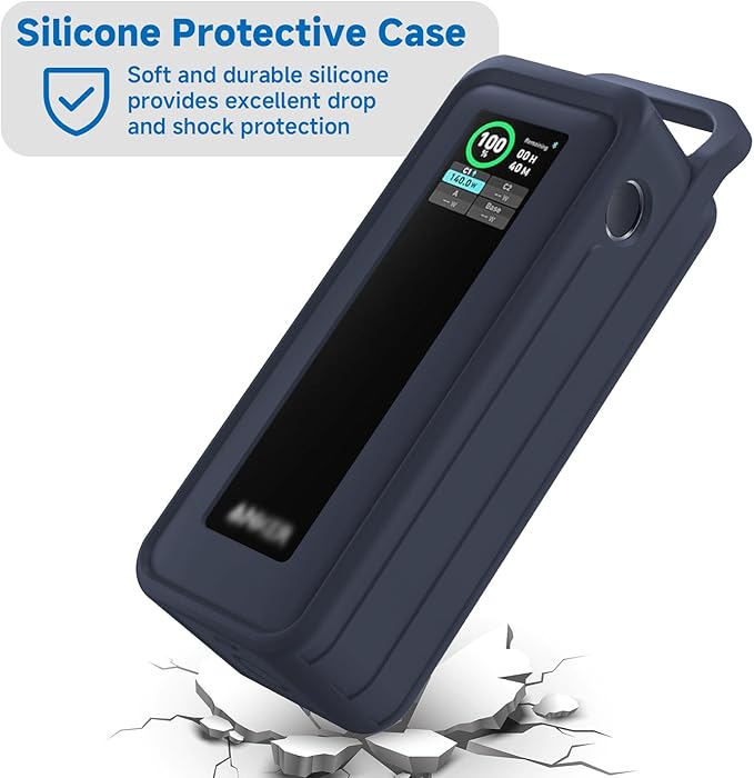 Protective Silicone Case for Anker Prime Power Bank 27,650mAh 250W - Portable with Handle & Hook Loop Strap, Anti-Slip & Shockproof Design (Blue)