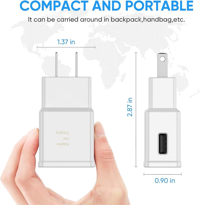 Adaptive Fast Charging Block USB Wall Charger Adapter Fits Samsung Galaxy S25/S24/S23/S22/S22 Ultra/S21/S20/S10/S9/S8/S7/Edge/Note 10 Quick Charge (White, 2 Pack)