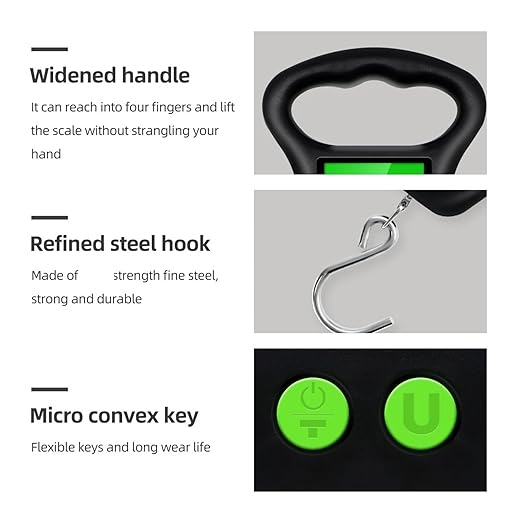 Portable Hand Held Digital Luggage Scale, 50kg/10g Hanging Scale with Hook and Measuring Tape – for Travel, Fish, and Parcels(Big Hook)