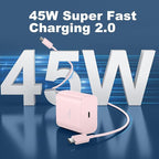 45W USB-C Super Fast Charger Type C Android Phone Charging Block for Samsung Galaxy S26 S25 S24 S23 Ultra/S26 S25 S24 S23 S22 S21 S20/Note 10/20,PPS Charger with 6.6FT Cord-Pink