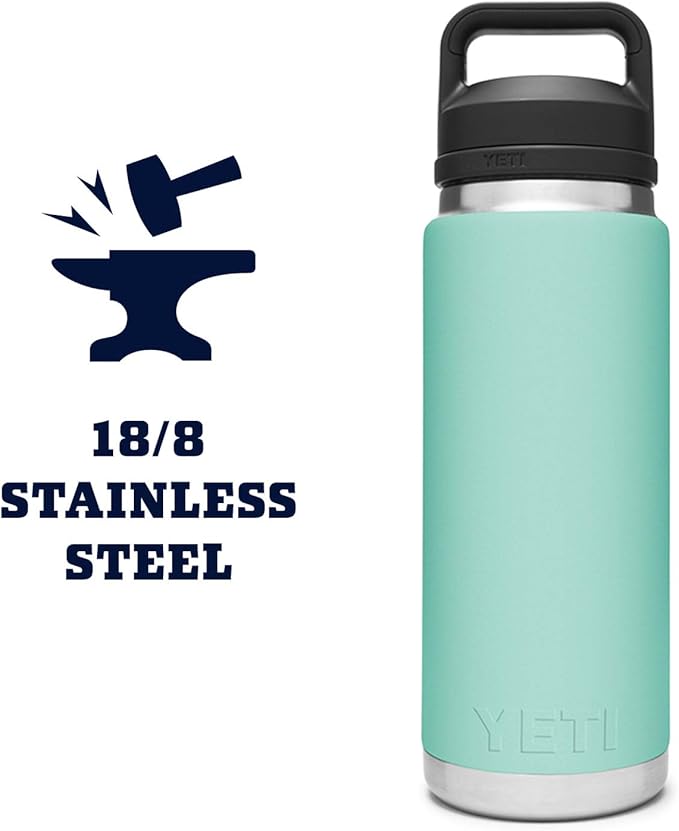 YETI Rambler 26 oz Bottle, Vacuum Insulated, Stainless Steel with Chug Cap, Seafoam