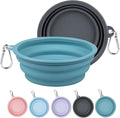 Kytely Collapsible Dog Bowls Medium, 2Pack Foldable Dog Travel Bowl, Portable Pet Water Food Bowl with Clasp, Pet Cat Feeding Cup Dish for Traveling, Walking, Hiking (Blue+Grey)