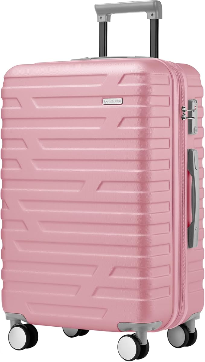 6 Piece Luggage Sets with Bags, Lightweight Expandable Checked Luggage Sets, Hardshell ABS Spinner Wheels Carry on Suitcase with TSA Lock, for Travel, Women Men (1 Pink, 18/20/24/28inch+2bags)