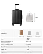 LUGGEX Carry On Luggage with Spinner Wheels, 8010S Aluminum Frame Zipperless Polycarbonate Hard Shell Suitcase (ZX-Core, Black, 21 Inch)