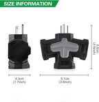 3 Outlet Indoor Outdoor Wall Adapter, ETL Listed 3-Prong Grounded Outlet Splitter, Weatherproof Heavy Duty Multi Outlet Power Plug Extender with Protective Cover, Black (1 Pack)