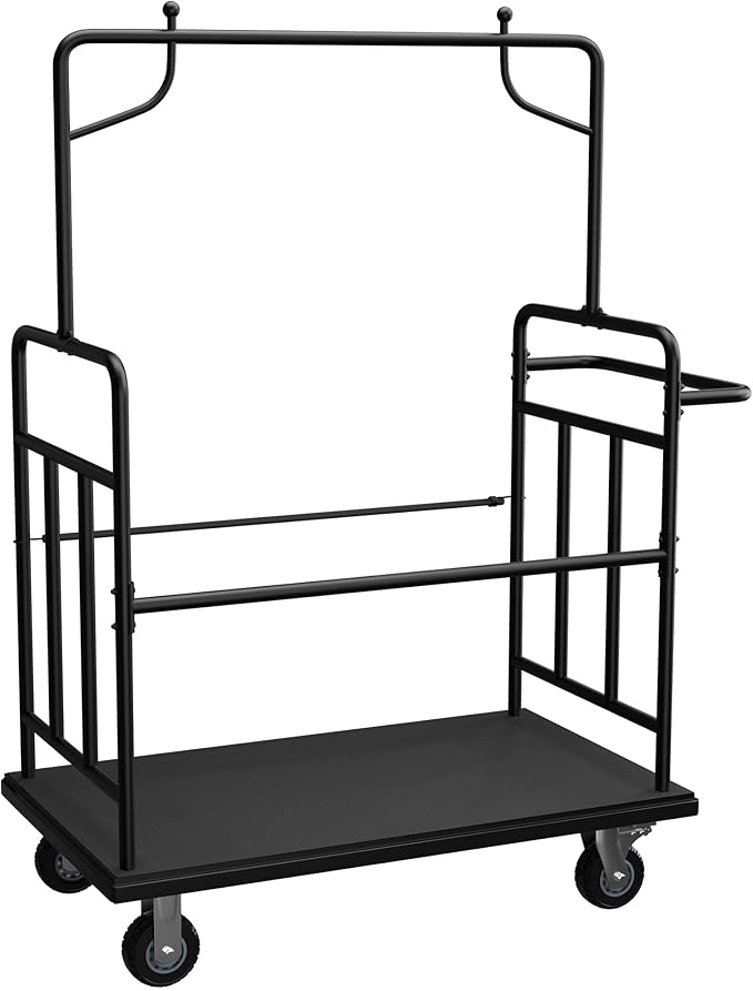 Luggage Cart with Wheels,1100LBS Heavy-Duty Luggage Trolley & Hand Truck,360° Silent Wheels with Anti-Collision Strip,Platform Dolly for Hotel Bellman,Airport and Resort Use