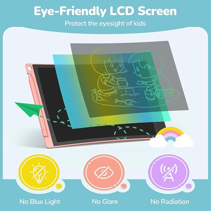 TECJOE 4 Pack LCD Writing Tablet, 8.5 Inch Colorful Drawing Board, Kids Travel Games Activity Learning Toys, Birthday Gifts for 3-8 Year Old Boys Girls Toddlers Preschooler