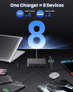USB C Charger 200W USB C Charger Block,Upgraded GaN III 8-Port Fast Charging Station Hub,PD 65W Laptop Charging Adapter Compatible with MacBook Pro/Air,DELL,Steam Deck,iPhone 16/15/14,Galaxy S23/22