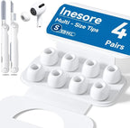 4 Pairs Replacement Ear Tips for AirPods Pro 2nd/1st Generation with Portable Storage Box & Cleaner Pen,Noise Reduction Holewith & Built-in dust Guard Screen,Silicone EarTips(White-s/Size)