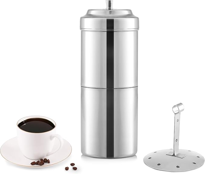 KSJONE South Indian Filter Coffee Maker 7 oz,2-4 Cups Stainless Steel Coffee Maker, Drip Coffee Brewer, Madras Kaapi Kappi, Coffee Decoction Maker