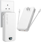 Ffnpua Portable Charger with Wall Plug, 20000mAh USB C Power Bank Fast Charging, External Battery Pack with Built in Cables, Digital Display, 5 Output 2 Input for iPhone Android Cell Phone Tablet