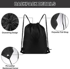 COIDEA 6Pcs Drawstring Backpacks, Medium, Black, Sports, Gym, Travel, Swimming, Beach