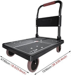 Platform Trucks Push cart Foldable, Push cart Heavy Duty, Hand cart,Suitable for Luggage, Shopping, Travelling, Moving and Office (Color : Black, Size : 72 * 47cm)