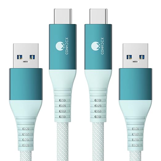 CONMDEX USB C Cable 10Gbps [3ft, 2-Pack] USB 3.1 Gen 2 Android Auto CarPlay Data Transfer Type C Cord, 3A Fast Charging USB to USB C Cable for iPhone 17 16 Plus Pro Max Samsung Galaxy S25, Green