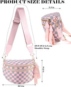 Black and White Checkered Crossbody Bag Bum Bag for Women,Spacious Checkered Purse Fanny Packs Belt Bag