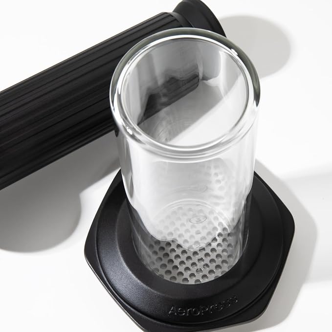 AeroPress Premium Coffee Press, Glass, Stainless Steel & Aluminum Coffee Maker, all-in-One French Press, Pour-Over & Espresso-Style manual brewer, 2 min brew for less bitterness, more flavor (Black)