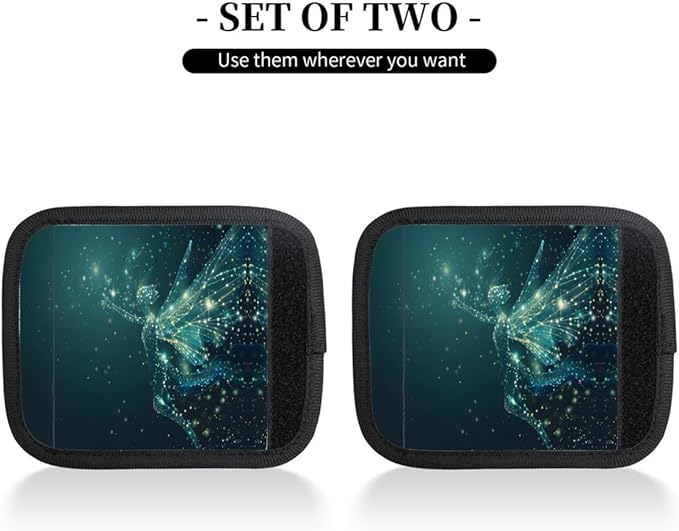 Abstract Galaxy Fairy 2 Pack Luggage Handle Wrap Set of Neoprene Luggage Tags for Suitcases Bag Strap Wrap Cover Travel Airplane Accessories Covers Markers Sleeve Grips Identifiers Cruise
