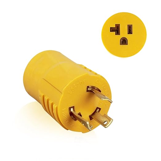 NyxVeil 30 Amp to 20 Amp EV Charger Adapter NEMA 10-30P to 5-15/20R 6-15/20R - 3 Prong Dryer Plug T-Blade for EV Charging HVAC Industrial
