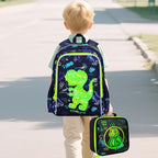 5Pcs Kids Luggage for Boys, Dinosaur Rolling Travel Carry on Suitcase for Toddler Children with Wheels(Black)
