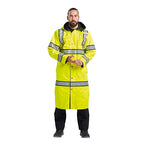 Portwest UH447 Waterproof Reversible Raincoat Hi Vis Reflective Long Safety Rain Jacket Yellow/Black, 4X-Large