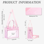 Fammart Iridescent Clear Beach Bag for Women, Jelly Tote Bag Waterproof Sandproof Pool Bag Cruise Vacation Essentials