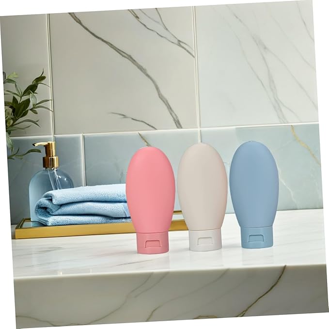 SEWACC 6pcs 60ml Travel Squeeze Bottles for Shampoo and Lotion Refillable Leak-proof Plastic Containers with Flip Caps for Bathroom and Travel Use
