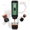 Portable Electric Espresso Machine, Travel Coffee Maker Brewer Compatible with Ground Coffee & NS Capsules (Green with LCD Screen)