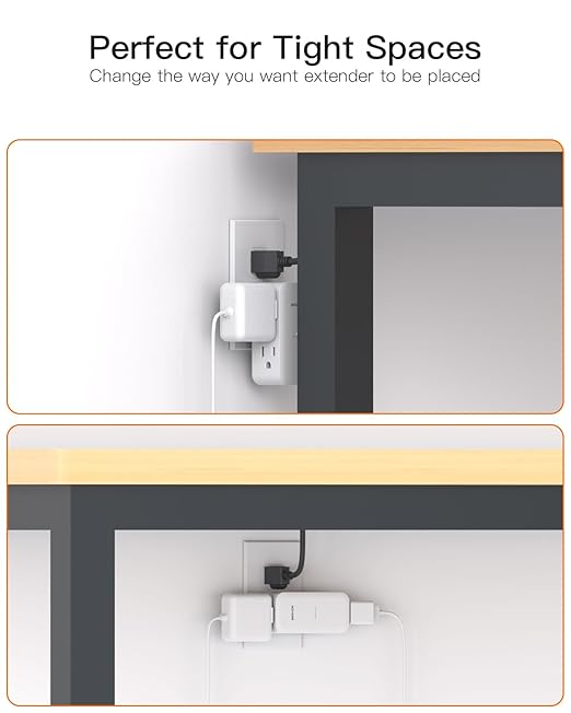 Surge Protector Outlet Extender- with Rotating Plug,6 AC Multi Plug Wall Outlet,4-Sided Outlet Splitter,900J Wall Outlet Adapter for Bathroom,Home,Travel,Dorm Room Essentials