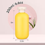 DEMORA 6.6oz Travel Bottles for Toiletries, Larger Plastic Travel Squeeze Bottles Leak Proof Refillable Toiletry Containers with Flip Caps and Labels for Shampoo Conditioner Lotion (Yellow, 4 Pcs)