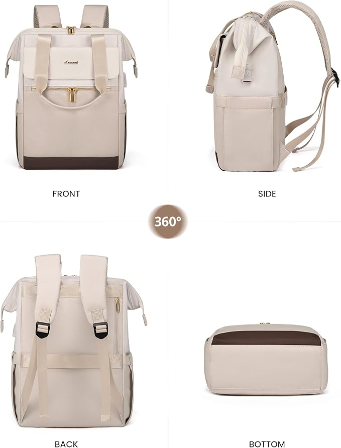 LOVEVOOK Laptop Backpack for Women, 15.6 Inch Work Laptop Bag with USB Port, Fashion Teacher Nurse Backpack Purse, Waterproof Travel Computer Backpack with Organizer Bag, 2PCS