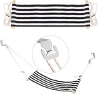 PATIKIL Foot Hammock Under Desk, Adjustable Foot Rest Sling with Hooks Portable Desk Footrest for Airplane Travel Home Office, Black White Style 1