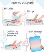 Gonex Compression Packing Cubes, 4pcs Expandable Storage Travel Luggage Bags Organizers, Travel Cubes for Suitcase Carry On (Gradient)