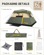 FanttikOutdoor Camping Tent 4/6/8/10 Person Instant Cabin Tent Setup in 60 Seconds with Rainfly & Windproof Portable with Carry Bag for Family Camping & Hiking, Upgraded Ventilation, Navy Blue