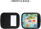 2 Pack Luggage Handle Wrap with Travel Tags - Non-Slip Protective Cover Soft Handle Grips Covers for Suitcase(Island Turtles)