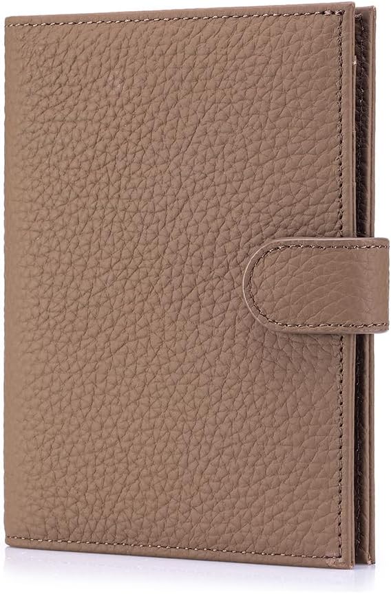 Leather RFID Passport Holder for Travel – Slim Passport Wallet for Men & Women with Card Slots, Boarding Pass Organizer, Zipper Pocket & Cash Holder (Dove Gray)