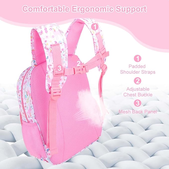 RHCPFOVR Kids Backpack for Girls - Unicorn Girls Backpack Ages 5-8, 15 Inch School Bookbag for Kindergarten Elementary School 1st 2nd Grade